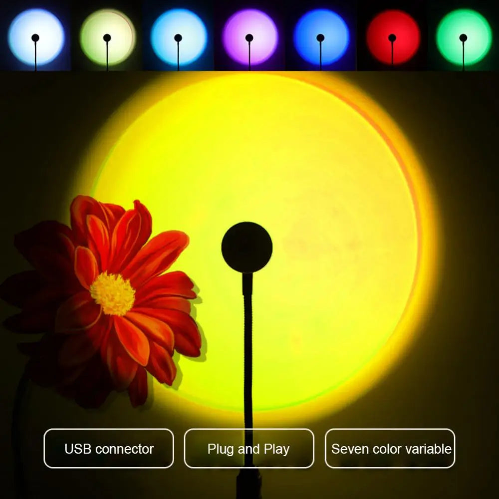 Sunset Projection Lamp Home Decoration Atmosphere Lamp Multi-angle Rotatable Suitable Neon Lights For Home Living Room Bedroom