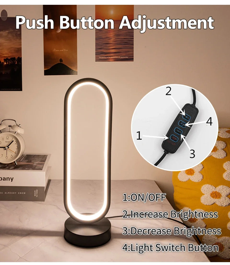Ring Night Lamp Three Color Dimmable LED Ambient Light for Bedroom Living Room Desk Nightstand Table Accessories