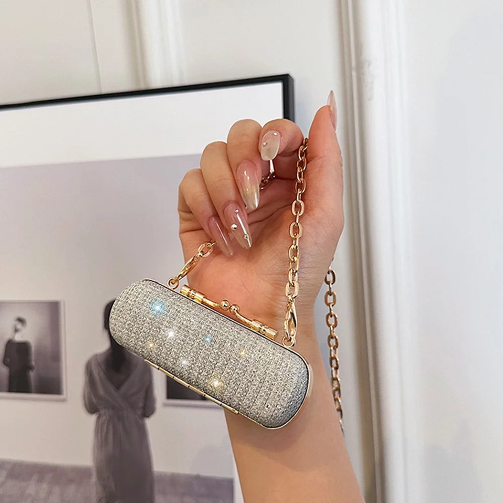 Portable Glitter Lipstick Bags for Women's Makeup Shohlder Bag Sequins Fashion Luxury Lipsticks Protective Cover Mini Brand Bag