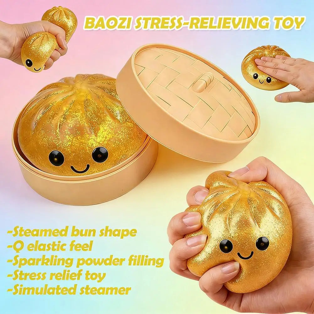 Glitter Dumpling, Glitter Dumpling Squishy Box Dumplings Squishy Anxiety Relief Fidget Soft Squeeze Decompression Dough