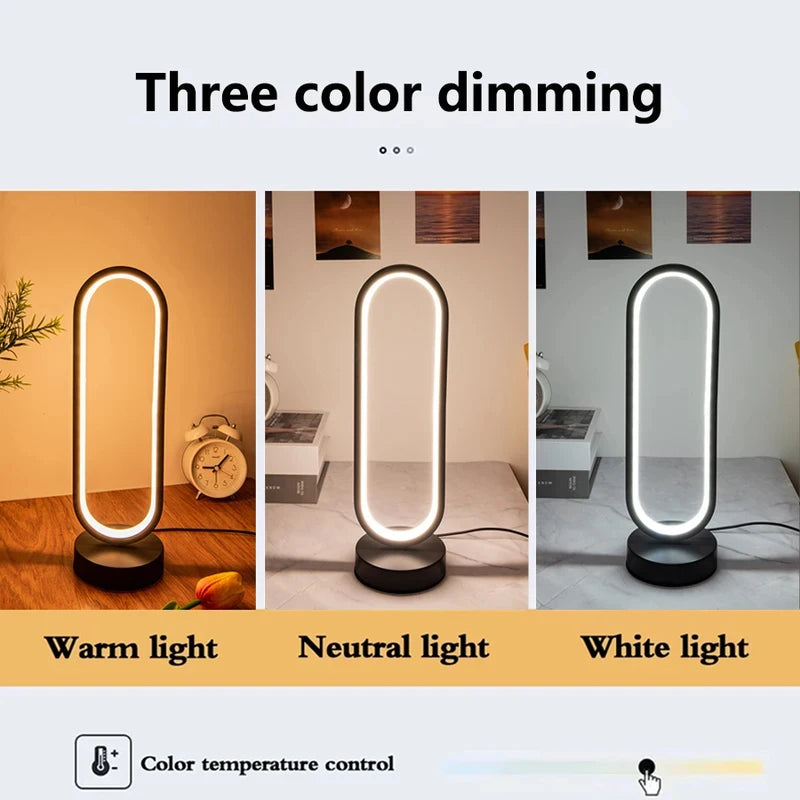 Ring Night Lamp Three Color Dimmable LED Ambient Light for Bedroom Living Room Desk Nightstand Table Accessories