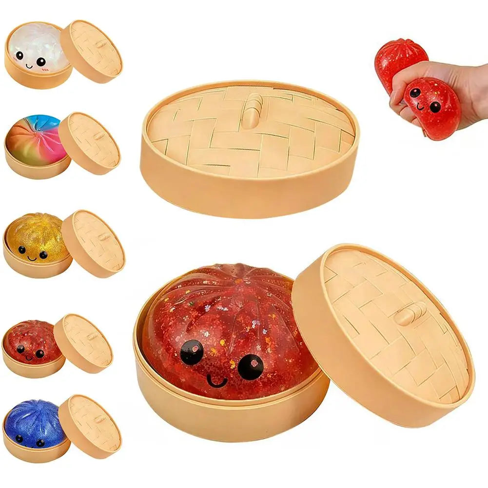 Glitter Dumpling, Glitter Dumpling Squishy Box Dumplings Squishy Anxiety Relief Fidget Soft Squeeze Decompression Dough