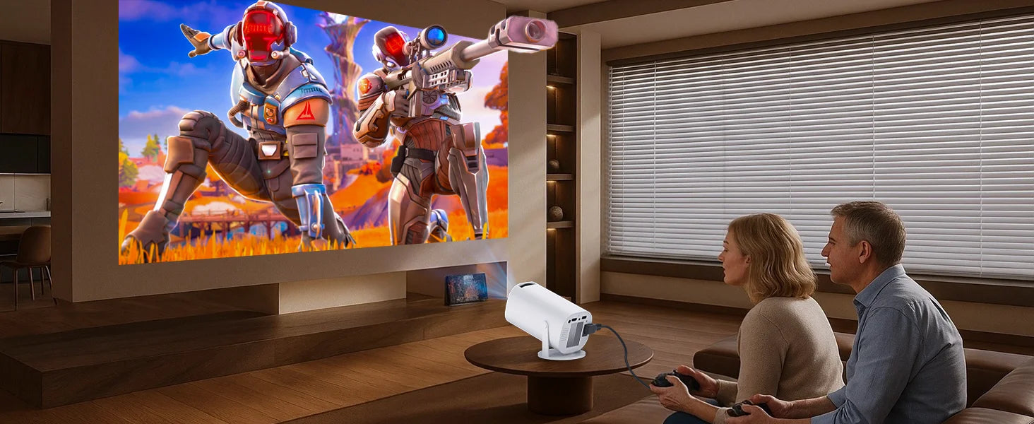 Mini Projector with WiFi & Bluetooth, 4K Support, Android System, Portable for Home Theater, Business, Gaming