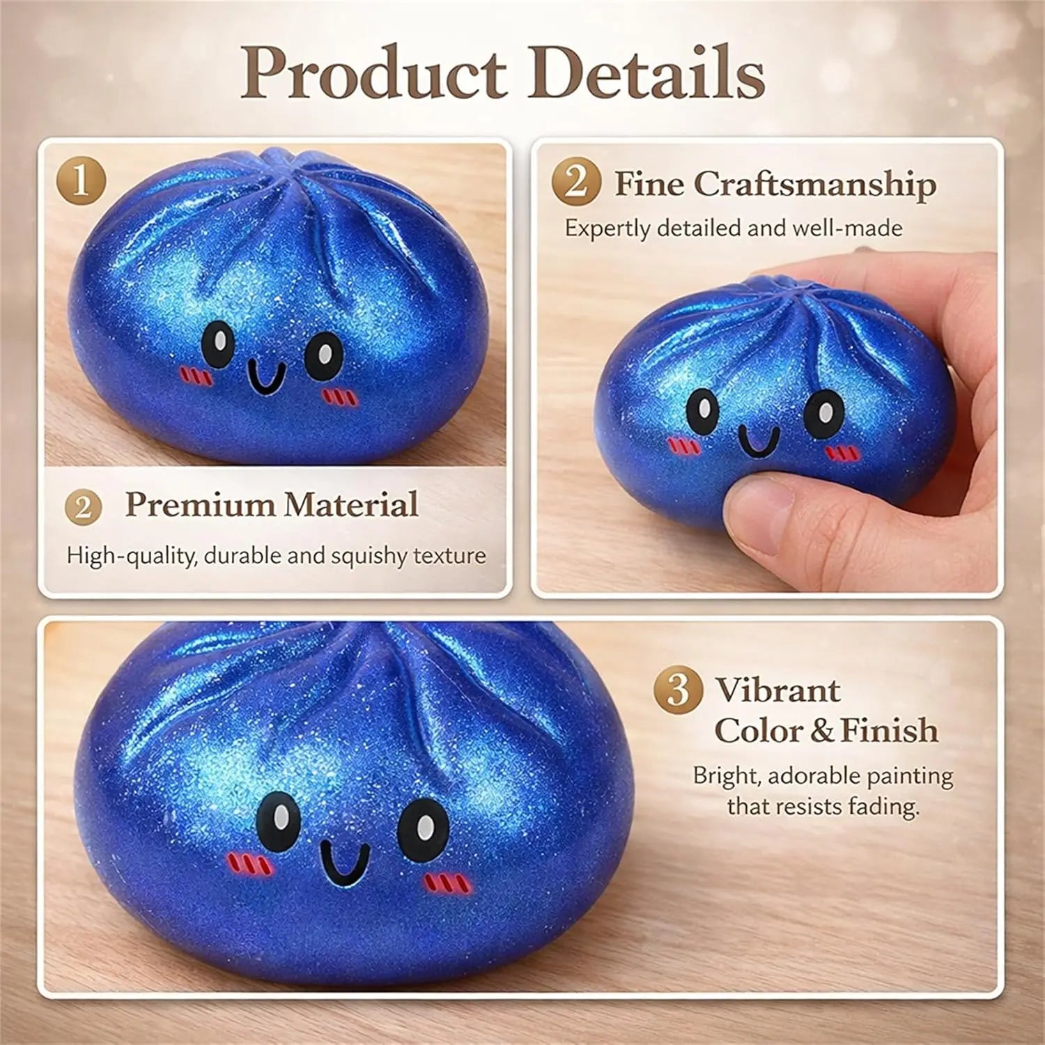 Glitter Dumpling Glitter Dumpling Squishy with Box Dumplings Sensory Squeeze Toy for Stress Relief