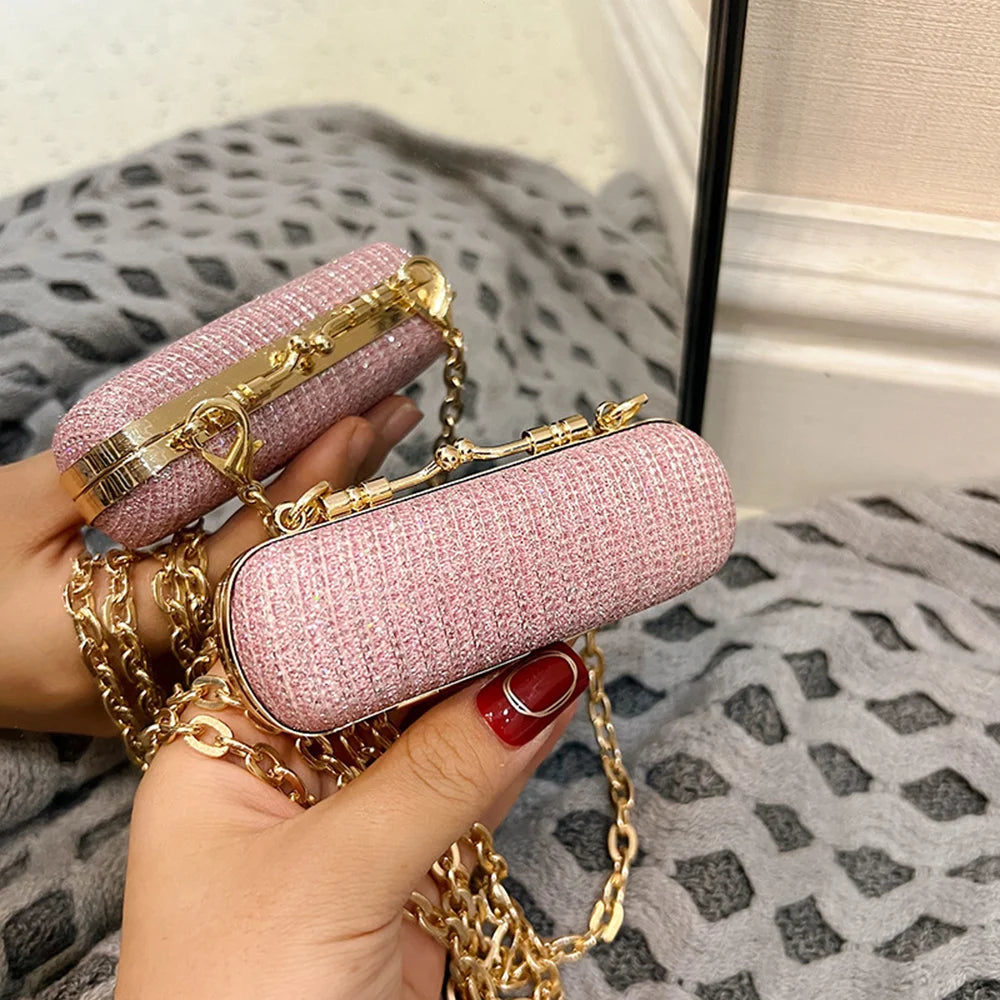 Portable Glitter Lipstick Bags for Women's Makeup Shohlder Bag Sequins Fashion Luxury Lipsticks Protective Cover Mini Brand Bag