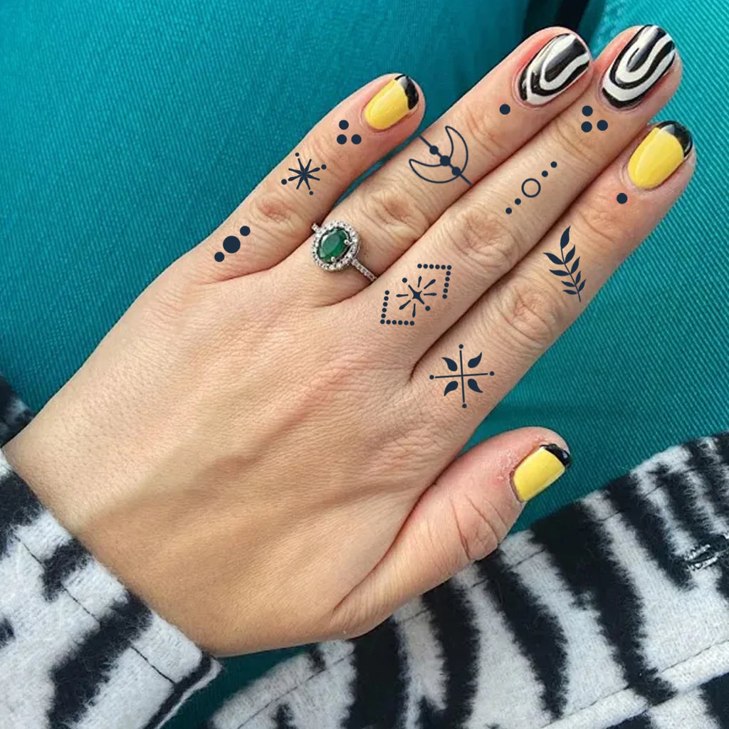 Semi-permanent tattoo, mini finger tattoo, henna, waterproof and anti-han tattoo - lasting 1-2 weeks